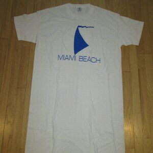 VINTAGE MIAMI BEACH FLORIDA PARADISE T-SHIRT/LONG/WHITE/ONE SIZE/RARE!